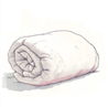 illustration of a wool duvet rolled up.