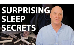 Thumbnail for 'Surprising Sleep Secrets' blog featuring a presenter with historical scrolls in the background.