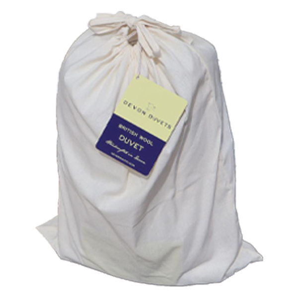 Clear recyclable hygiene bag as part of Devon Duvets' sustainable packaging.