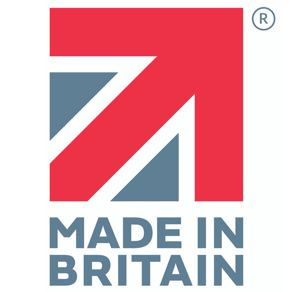 Red, blue, and white "Made in Britain" logo with a bold arrow design.